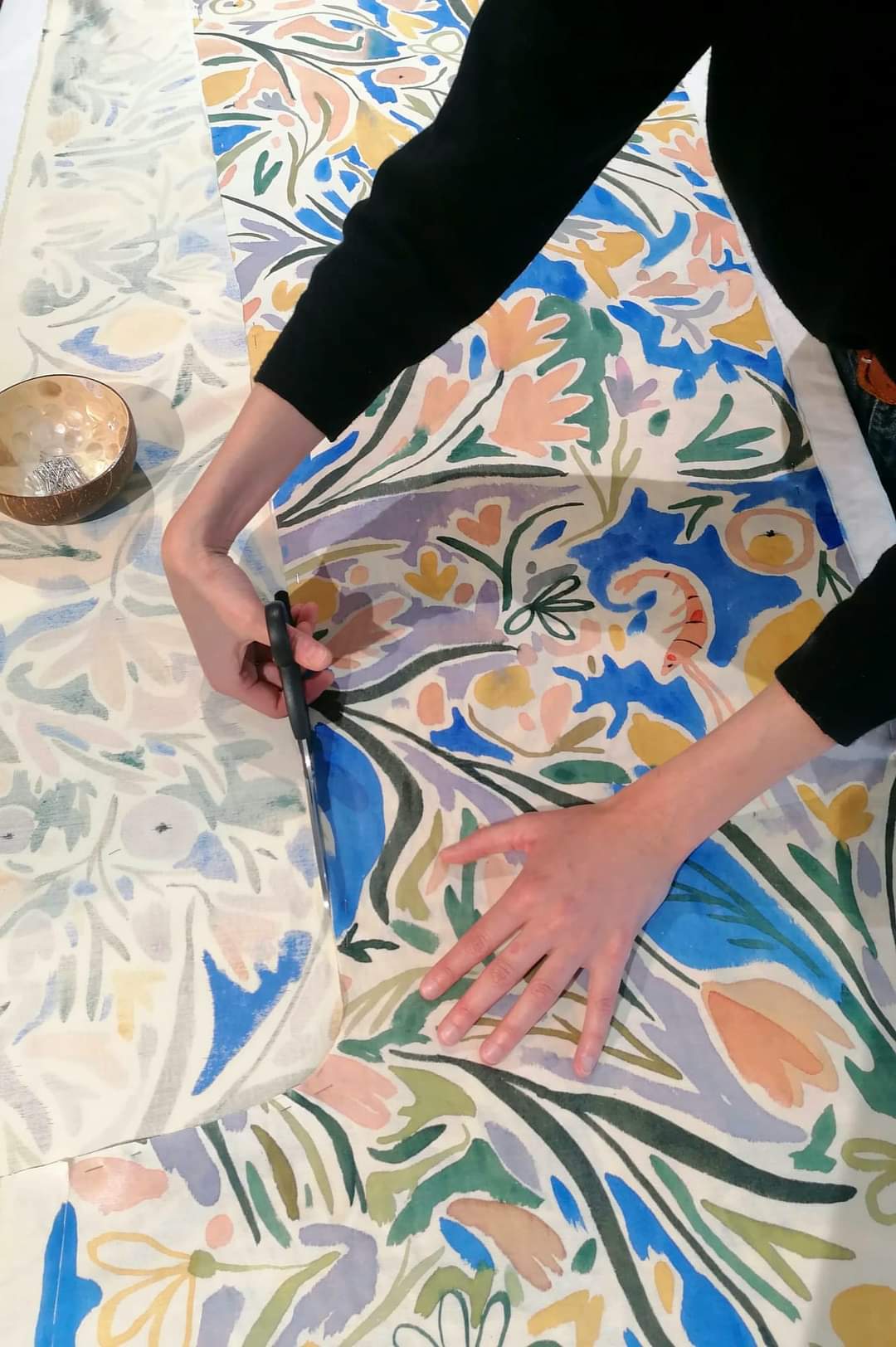 Philippine d'Otreppe et Mademoiselle l'Ancien soie peinte à la main